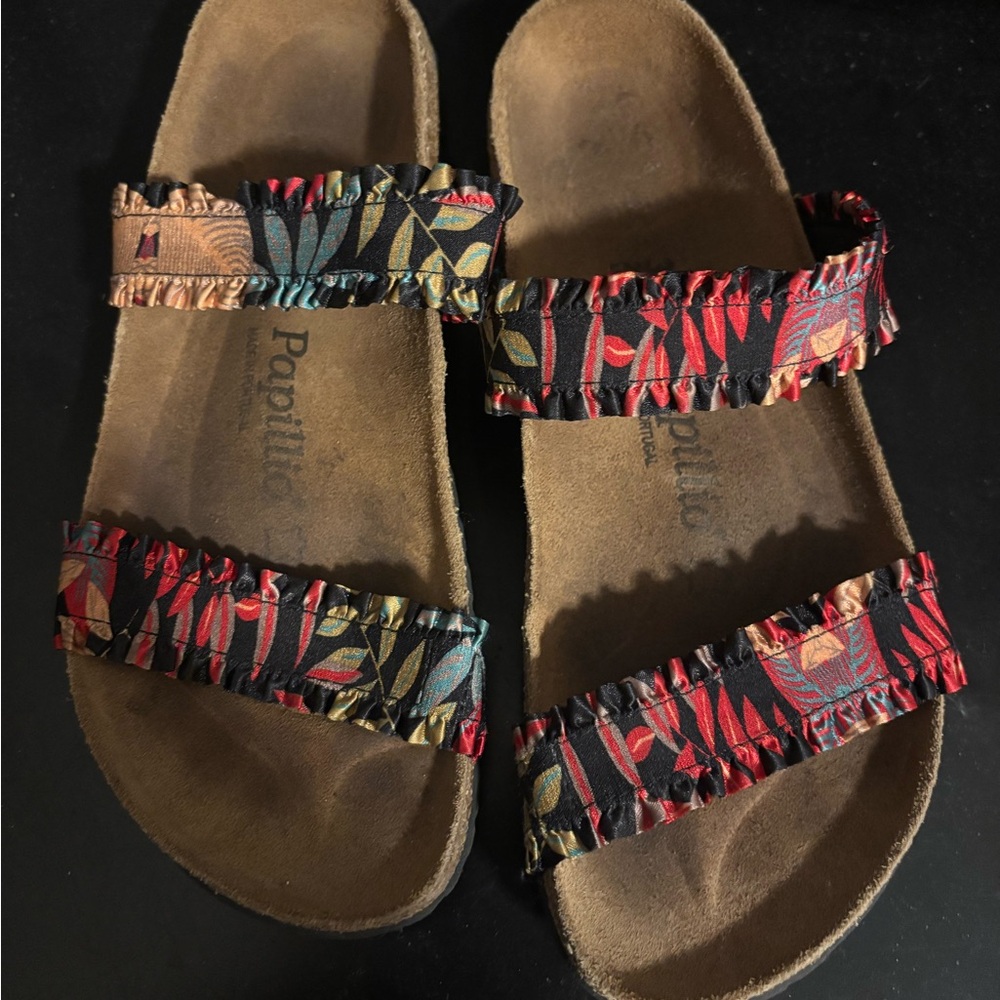 Papillio by Birkenstock Curacao Flower Frill Black Textile Sandal